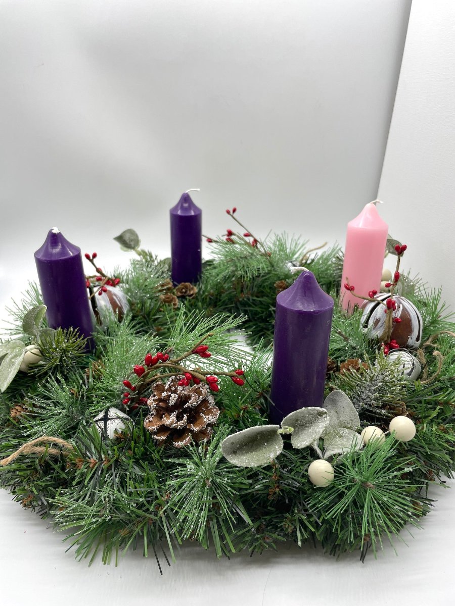Christmas Wreath for Dining Table, Advent Candle Holder, by AllSeasonsHouseDecor
