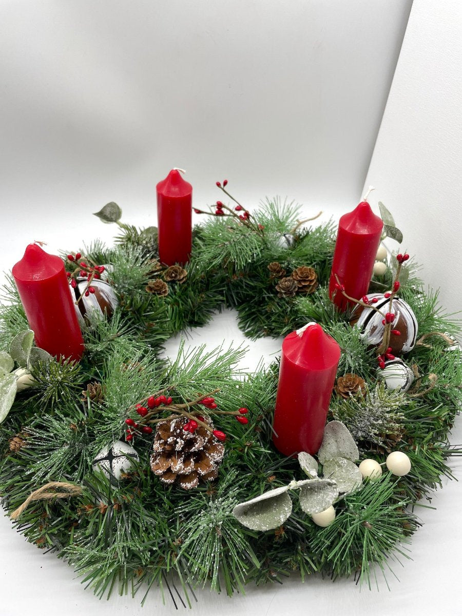 Christmas Wreath for Dining Table, Advent Candle Holder, by AllSeasonsHouseDecor