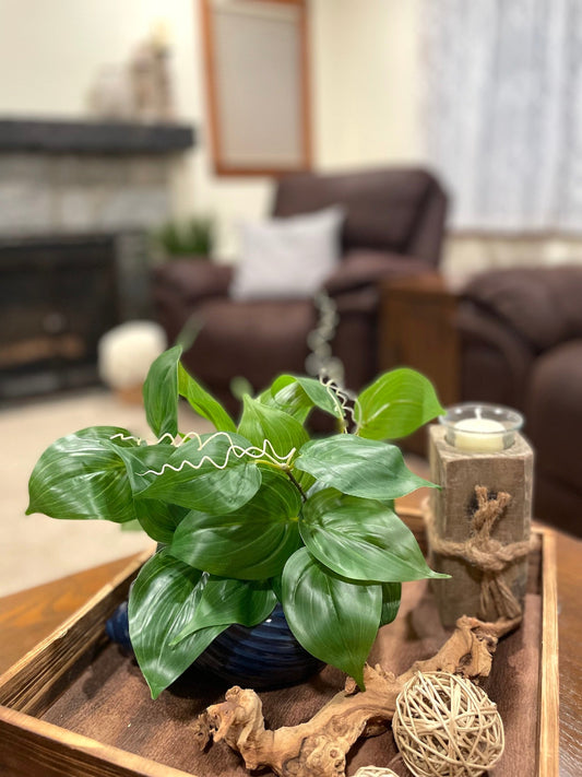 Artificial Plants in ceramic blue Sea Shell Vase