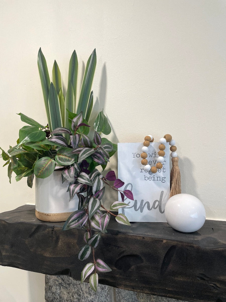 house plants faux Large Faux Plant in White Ceramic Pot, Modern Home Decor – allseasonshousedecor.com