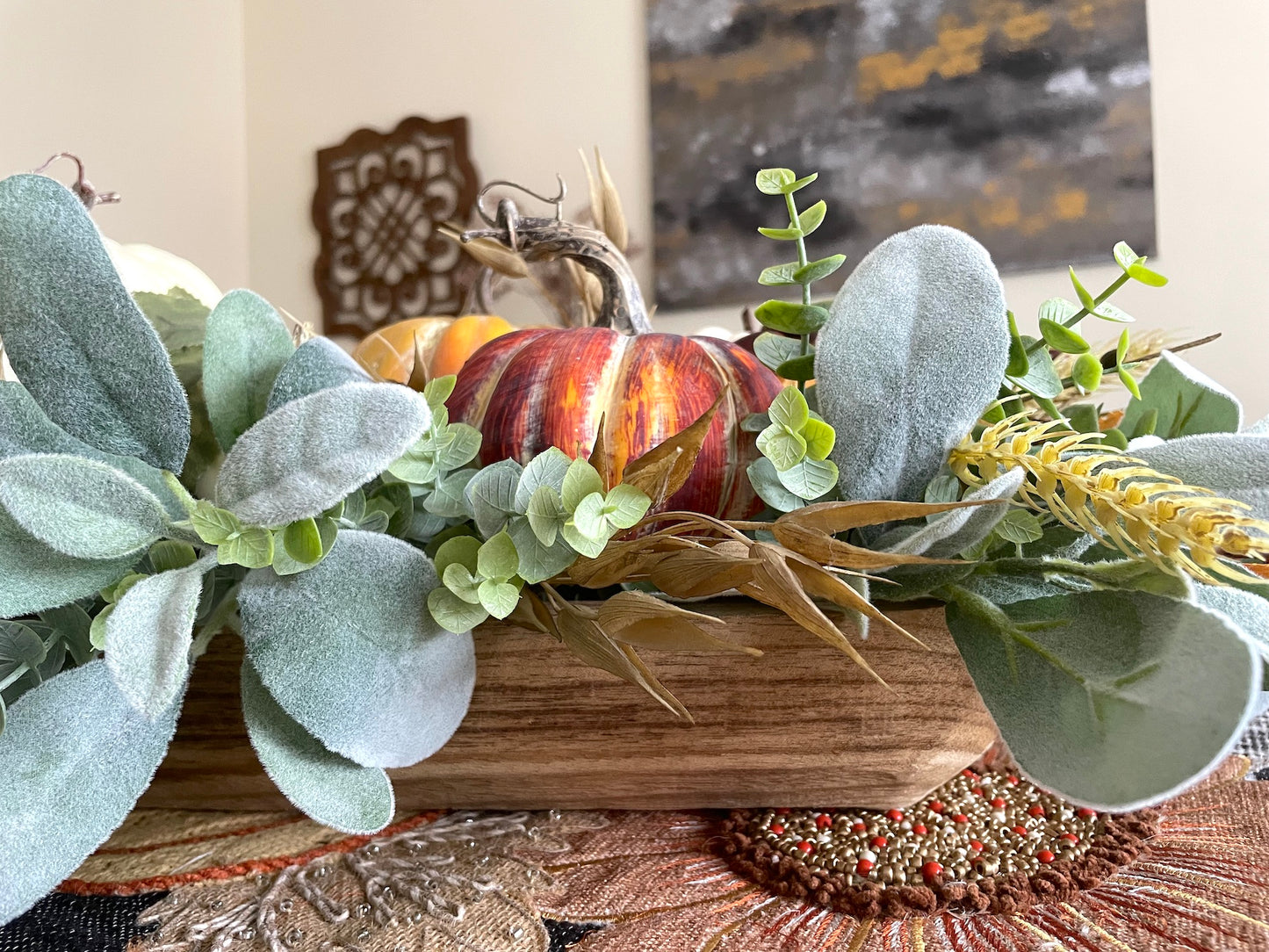 Centerpiece for Thanksgiving Table, Luxury Autumn Arrangement with Pumpkins, Farmhouse Fall Decoration, Harvest Decor
