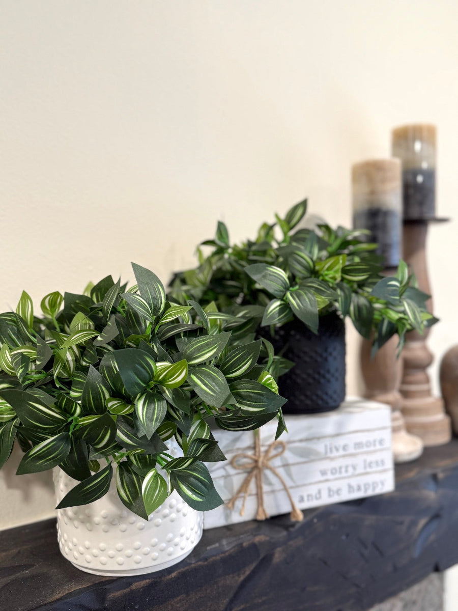 realistic Faux Plants in Black and White Pot