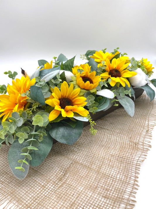 Sunflower Centerpiece for Dining Table, Farmhouse Sunflowers Home Decor for Kitchen