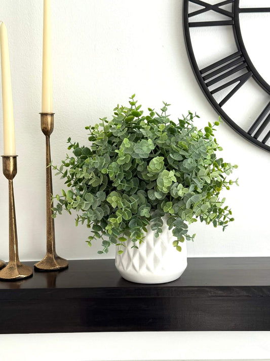 How to Style Potted Faux Eucalyptus Plants for Every Room: Modern Home Decor Ideas