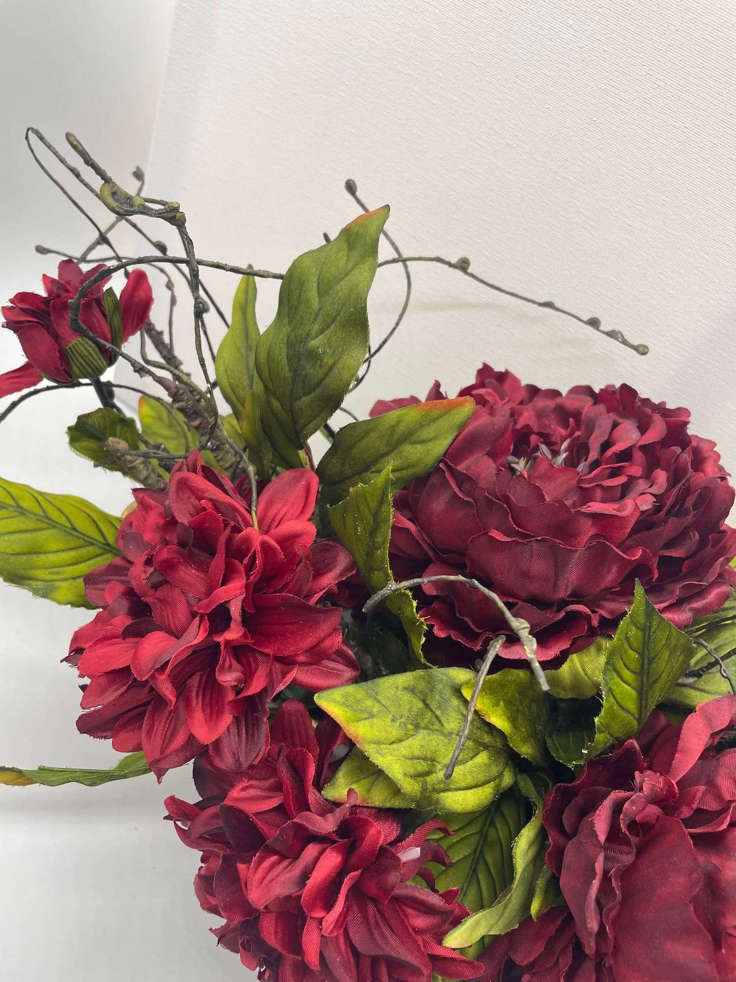 burgundy elegant faux flowers centerpiece