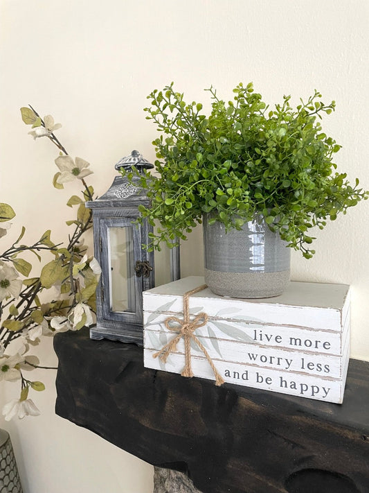 realistic vivid green Fake Plants in Gray Ceramic Pot