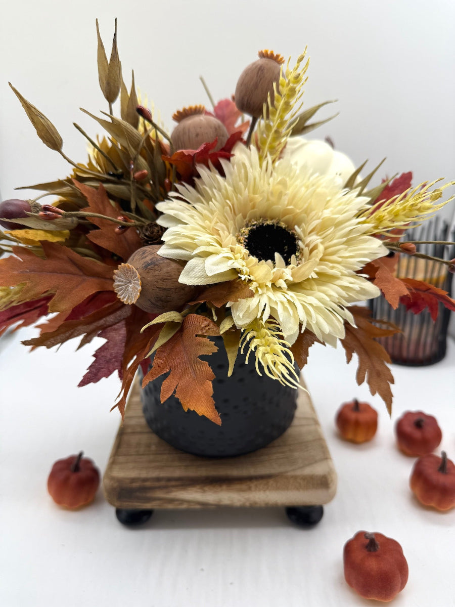 Fall Centerpiece in Black Vase – Thanksgiving Table & Home Decor
