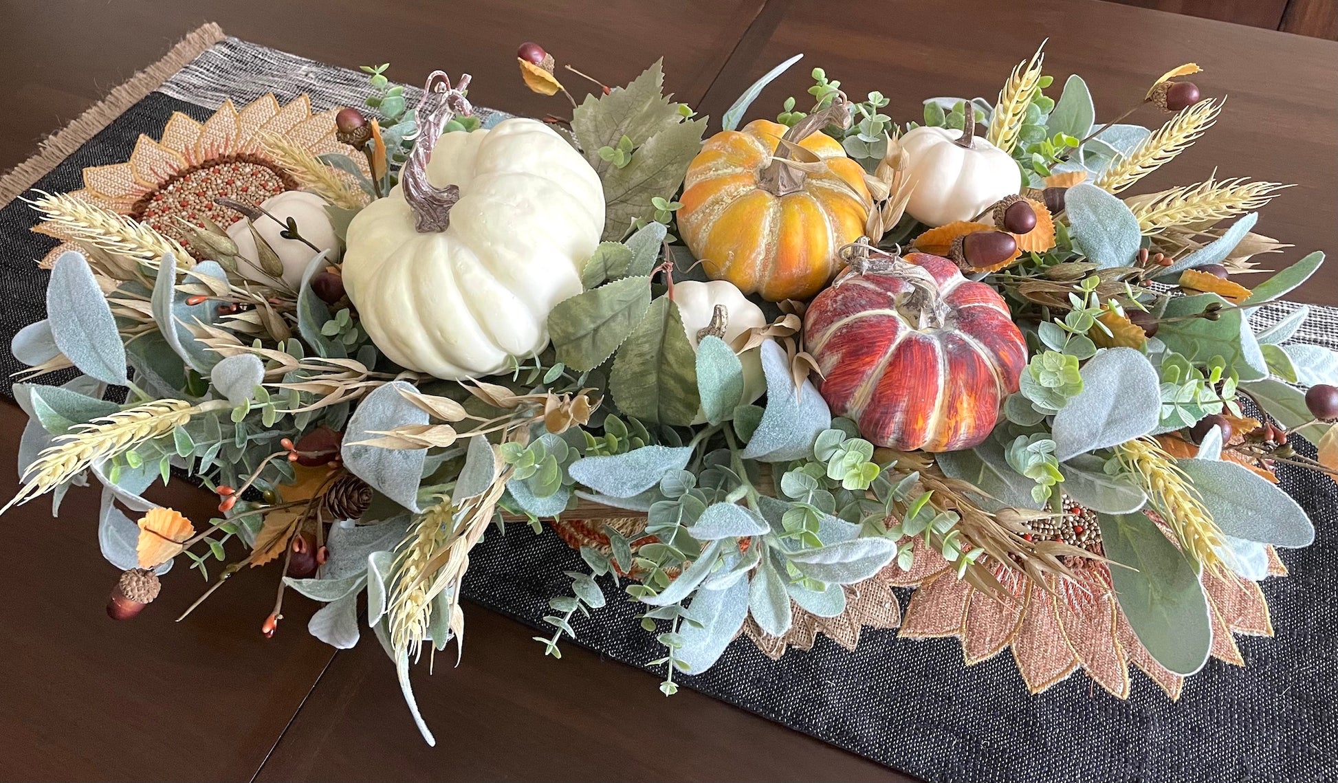 Centerpiece for Thanksgiving Table, Luxury Autumn Arrangement with Pumpkins, Farmhouse Fall Decoration, Harvest Decor , by AllSeasonsHouseDecor