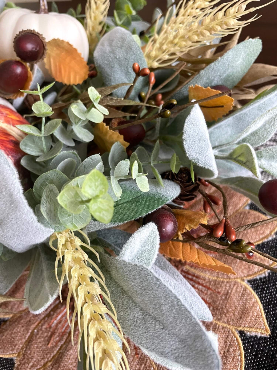 fall harvest centerpiece close up
