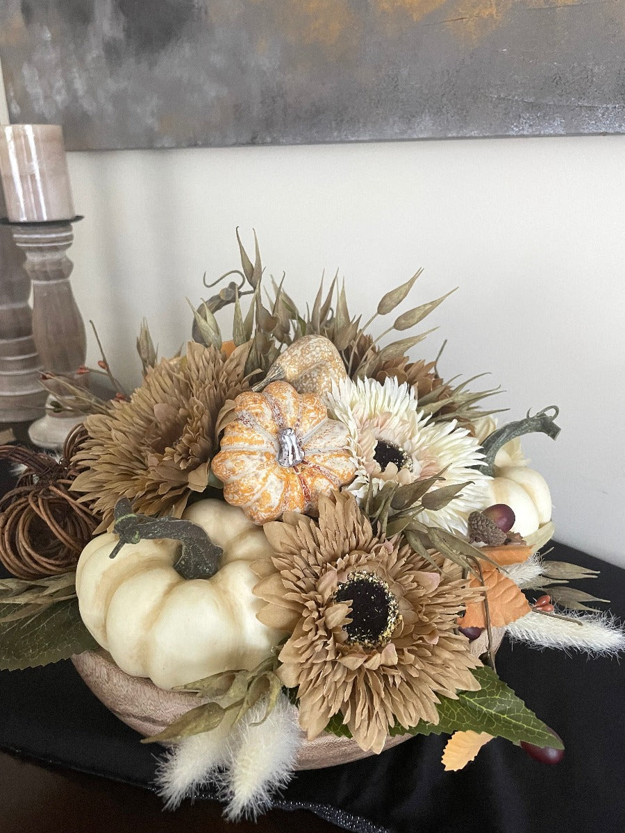 Fall Centerpiece for Table, Round Thanksgiving Arrangement, Autumn Pumpkin Decor, by AllSeasonsHouseDecor