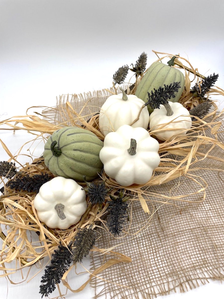 Fall Centerpiece with Pumpkins, Rustic Autumn Arrangement for Living Room