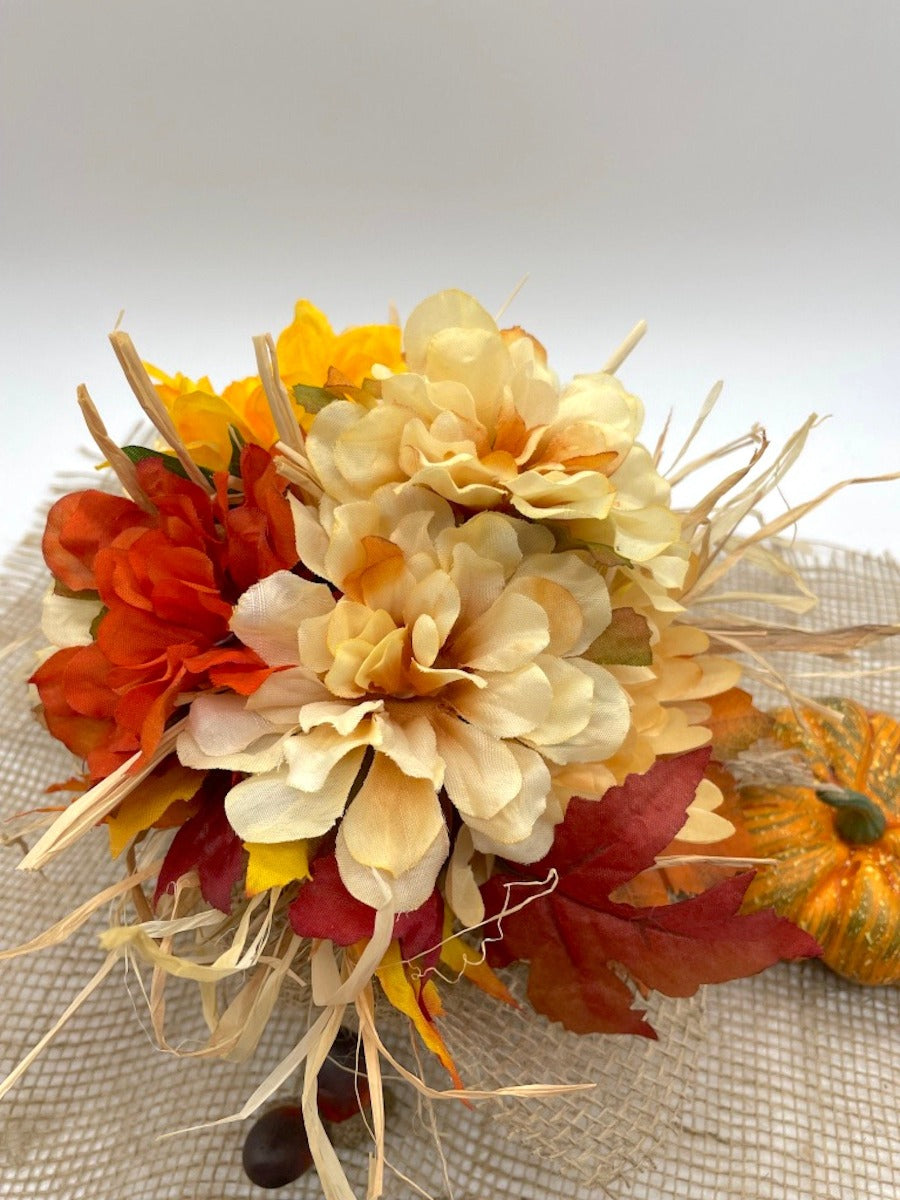 Fall Floral Arrangement, Fall Farmhouse Table Decor, Small Autumn Colors Decoration