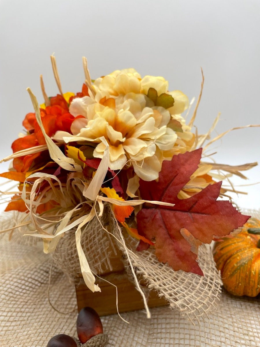 Fall Floral Arrangement, Fall Farmhouse Table Decor, Small Autumn Colors Decoration