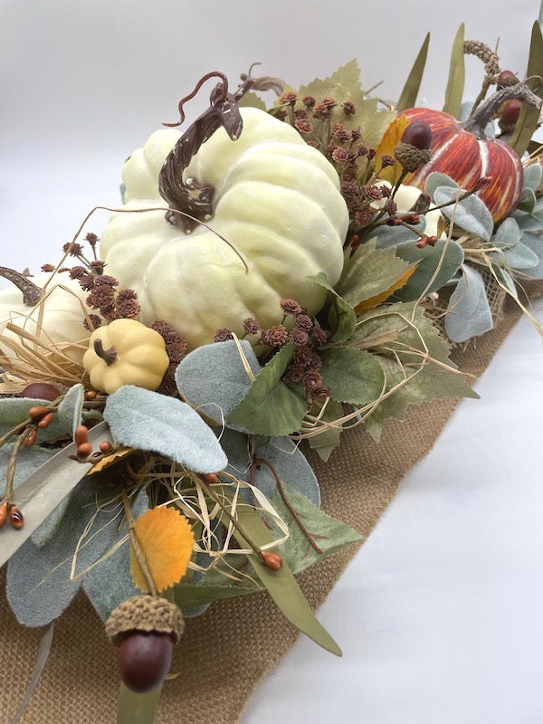 Harvest Centerpiece for Thanksgiving Table, Fall Farmhouse Arrangement
