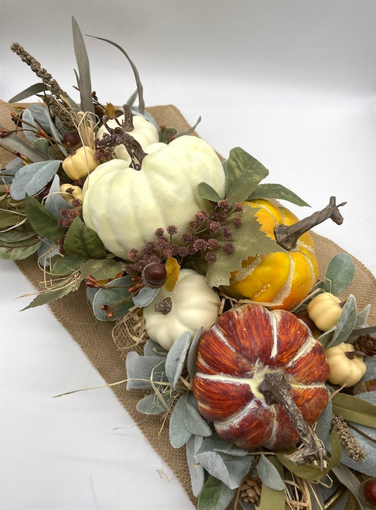 Harvest Centerpiece for Thanksgiving Table, Fall Farmhouse Arrangement