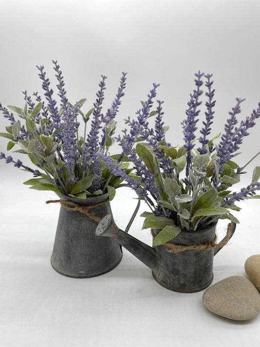 Lavender Arrangements in Metal Vase, Farmhouse table decor