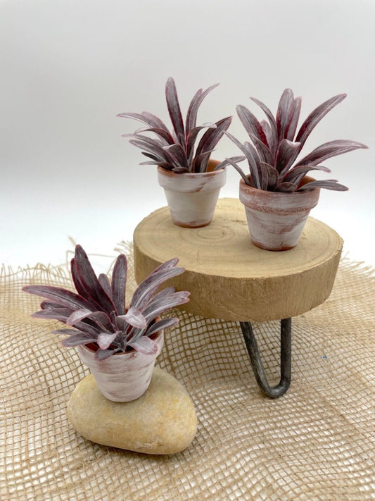 Mini Faux Succulents, Fake Plants Set of 3 for Tiered Tray, Rustic Farmhouse Mini Plant Pots