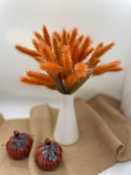 Wheat Bouquet in White Vase, Farmhouse Harvest Decoration, Autumn Stems