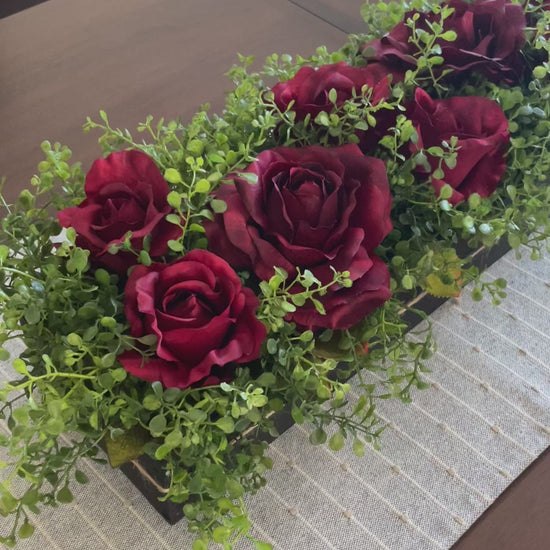 video for Realistic Red Roses Centerpiece, Fake Flowers Arrangement for Dining Table, by AllSeasonsHouseDecor