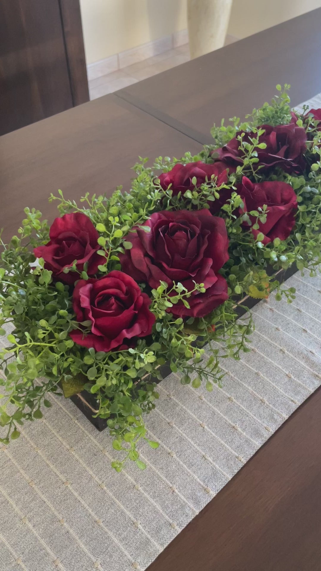 video for Realistic Red Roses Centerpiece, Fake Flowers Arrangement for Dining Table, by AllSeasonsHouseDecor