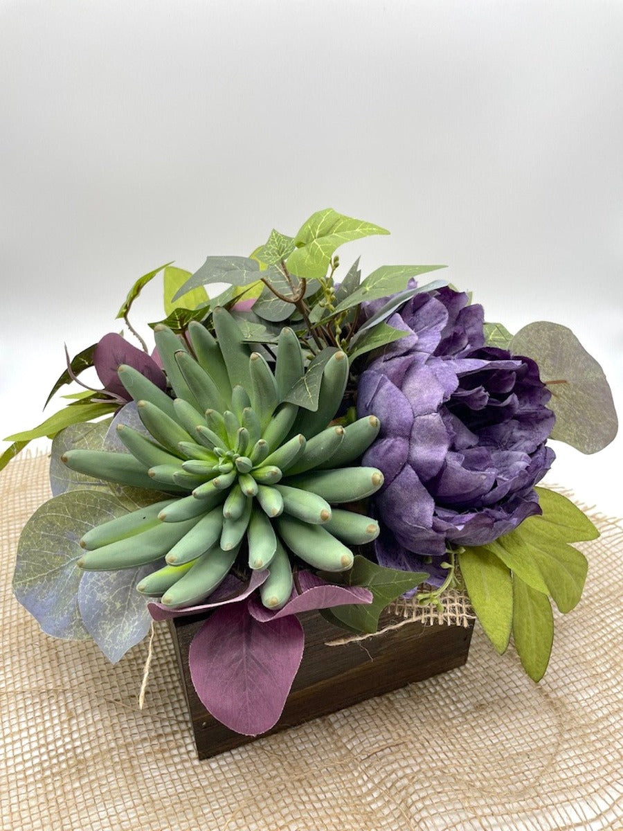 Purple Floral Centerpiece, Modern Farmhouse Arrangement, Rustic Table Decor 