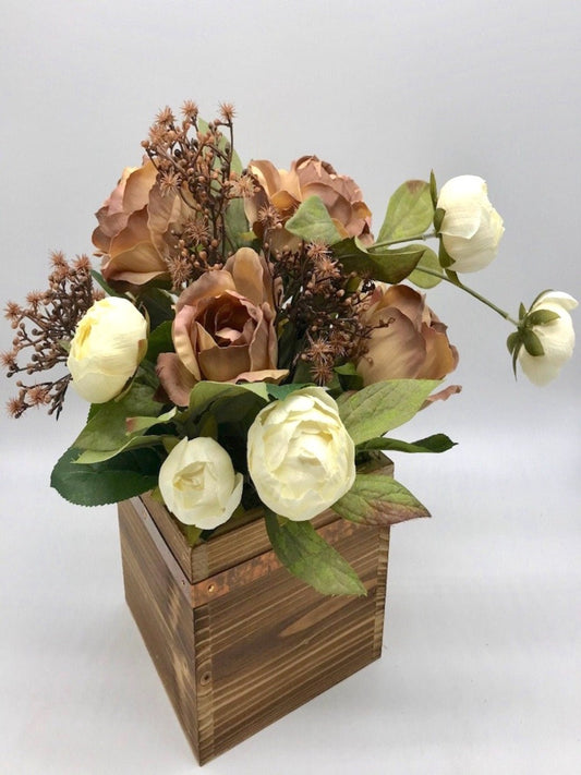 Rustic Floral Arrangement, Fake Flowers Fall Centerpiece, Modern Farmhouse Home Decor