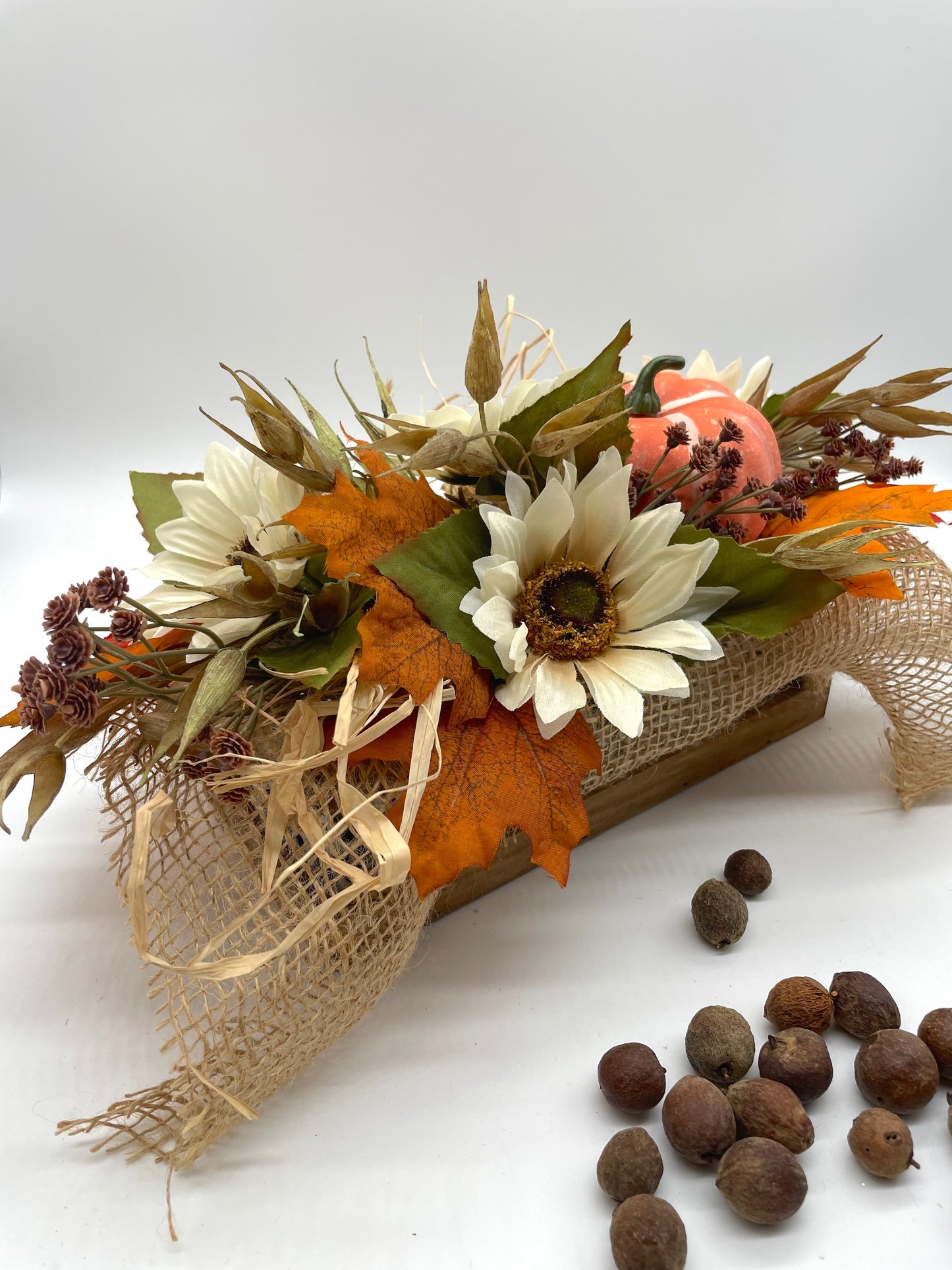 Autumn Farmhouse Arrangement, Thanksgiving Table Decor, Small Harvest Decoration