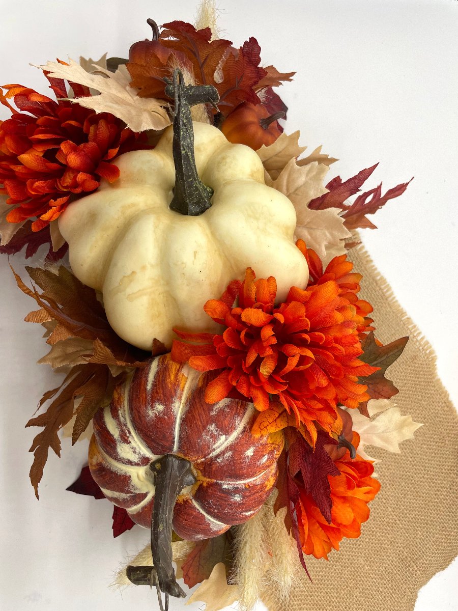 Small Fall Centerpiece, Thanksgiving Table Decor, Pumpkin Farmhouse Arrangement, by AllSeasonsHouseDecor