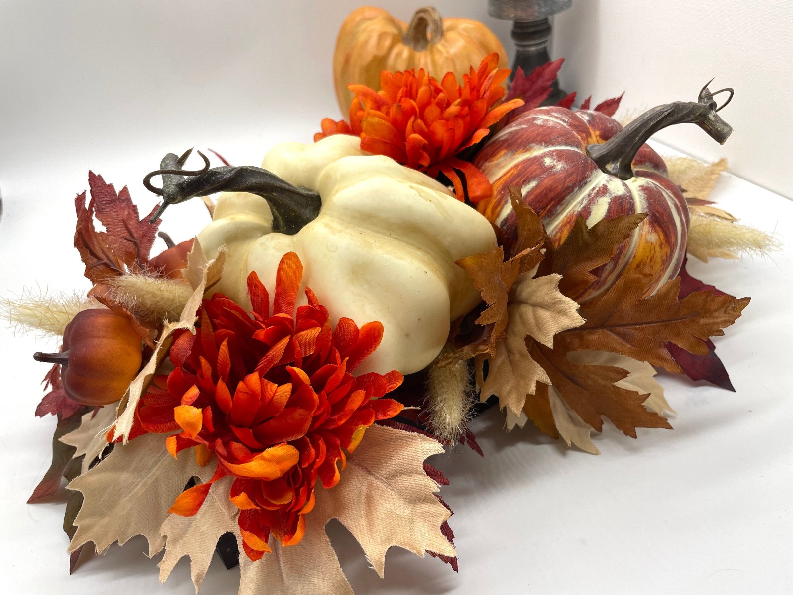 Small Fall Centerpiece, Thanksgiving Table Decor, Pumpkin Farmhouse Arrangement, by AllSeasonsHouseDecor