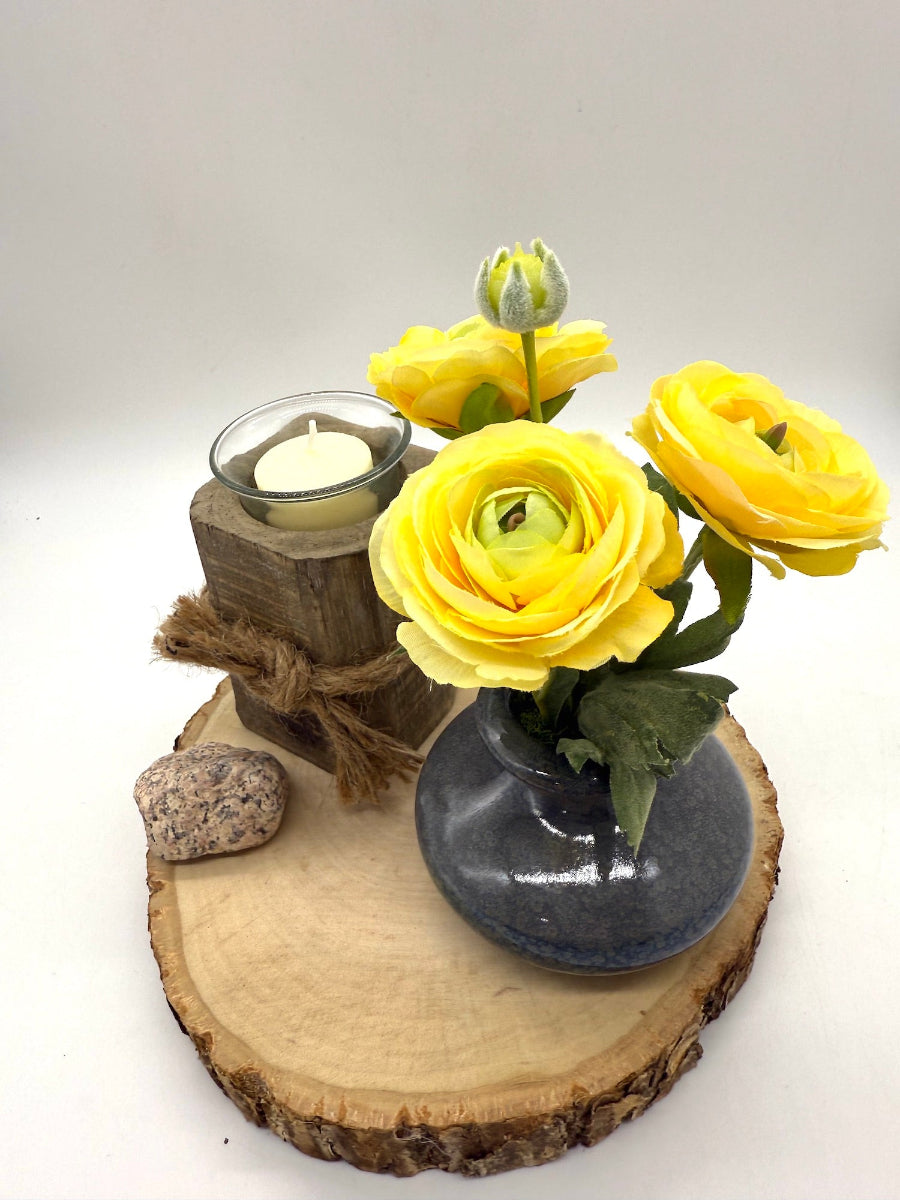 Small Yellow ranunculus Arrangement in elegant vase