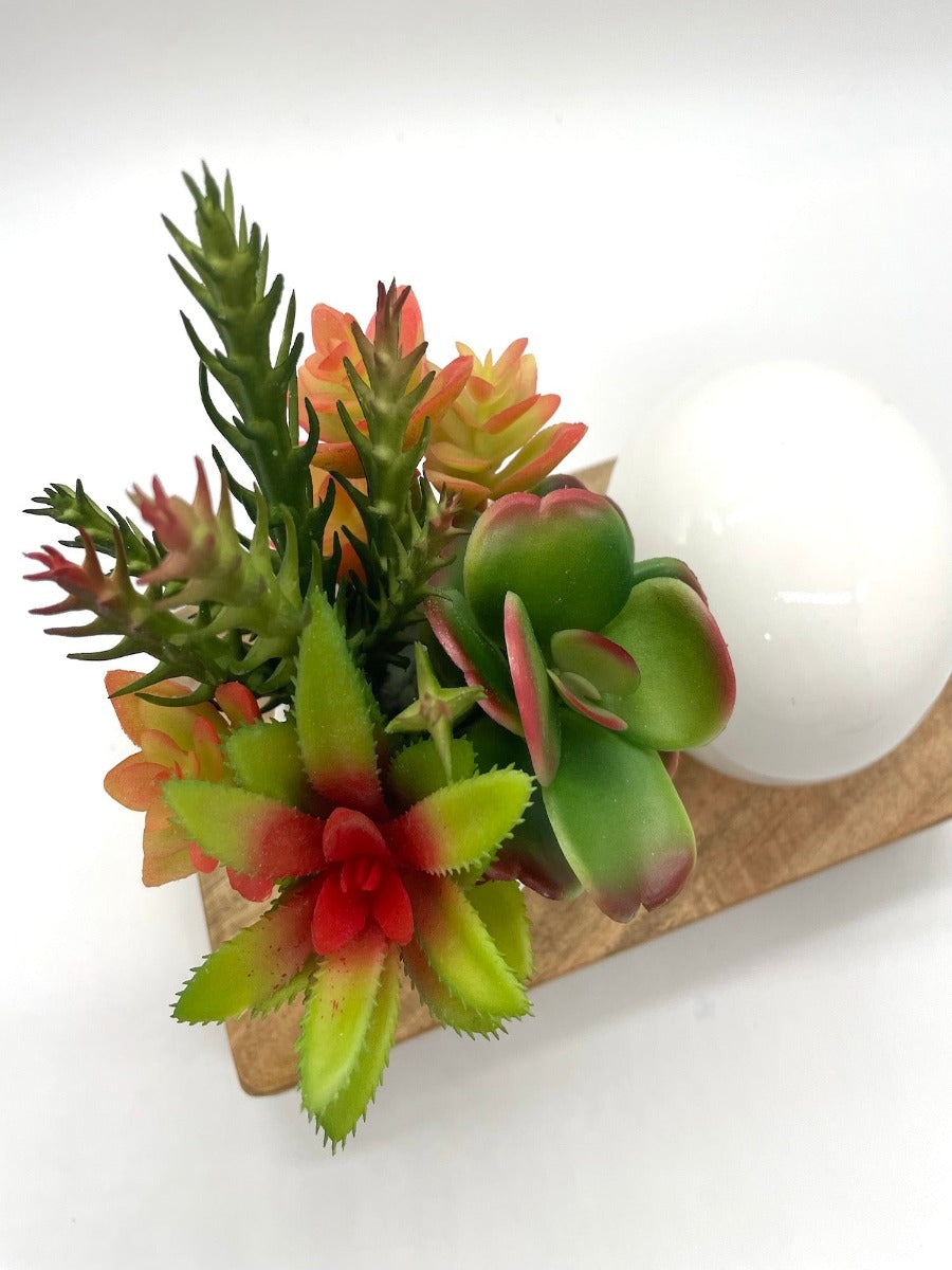 Small Faux Succulent, Fake Succulents in White Vase, Artificial Succulents Arrangement