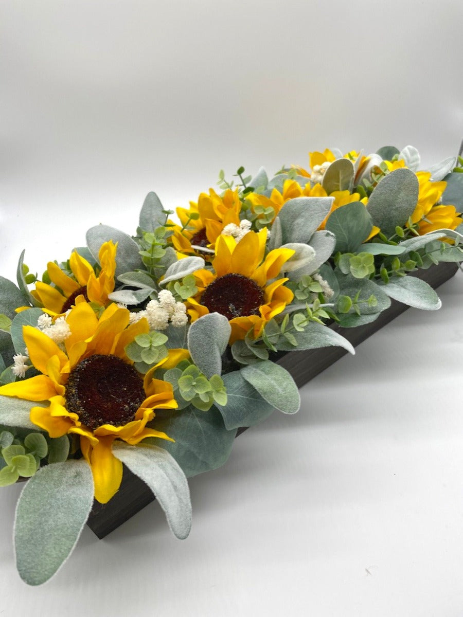 Sunflower Table Centerpiece, Modern Farmhouse Arrangement for Dining Room Table