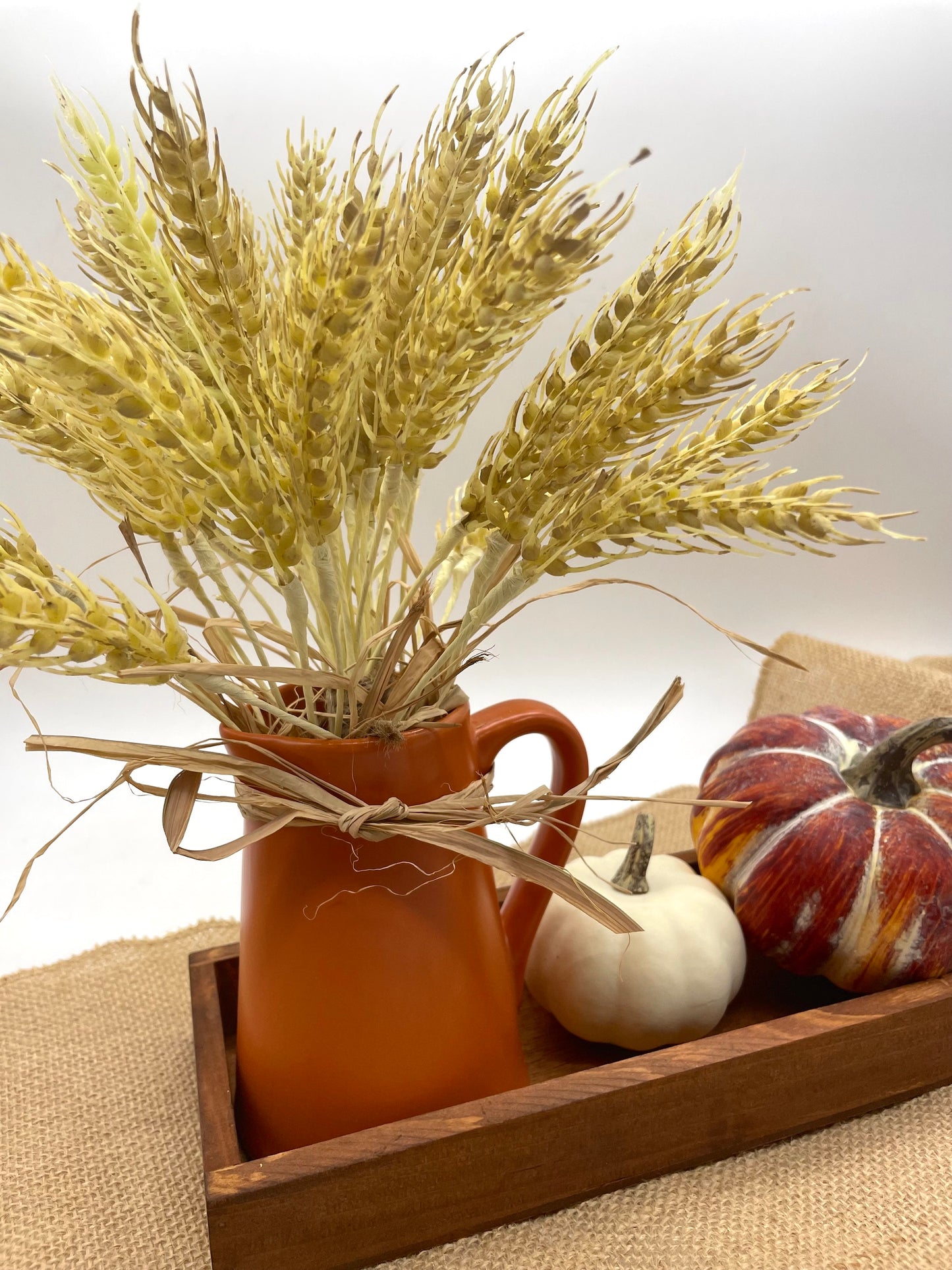 Wheat Arrangement Tray Set, Fall Themed Decorative Tray, Autumn Harvest Display