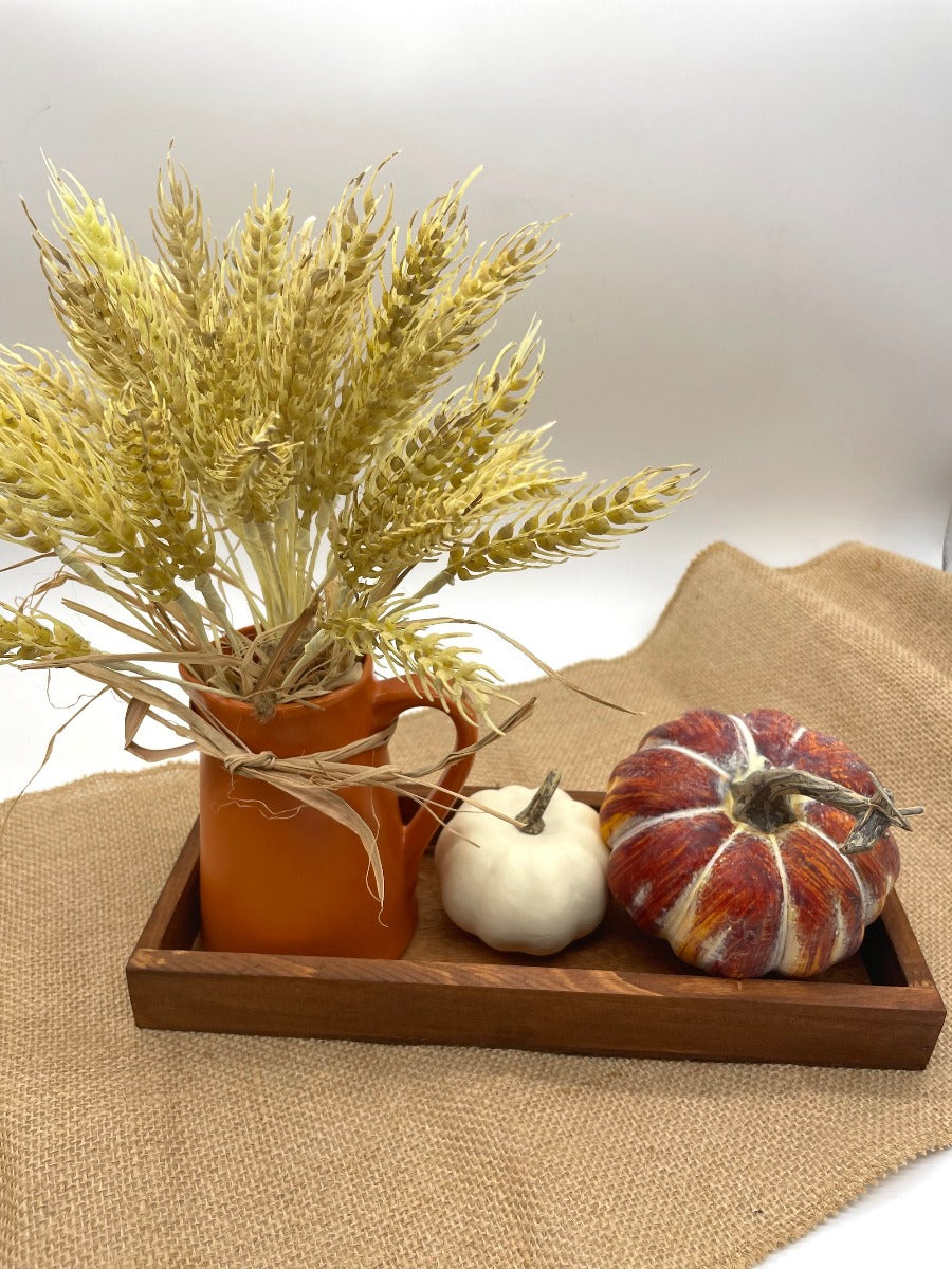 Harvest Table Decor Wheat Arrangement Tray Set, Fall Themed Decorative Tray, Autumn Harvest Display