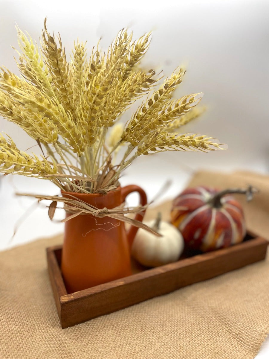 Harvest Table Decor Wheat Arrangement Tray Set, Fall Themed Decorative Tray, Autumn Harvest Display