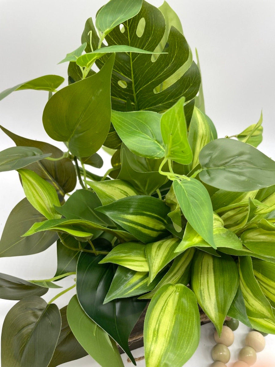 Elegant Fake Plants in Wooden Planter, Everyday Greenery Decor, by AllseasonsHouseDecor