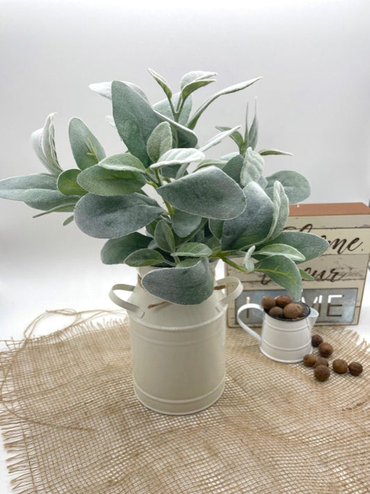 Lambs Ear in Milk Can, Kitchen Island Farmhouse Accent, Tall Arrangement