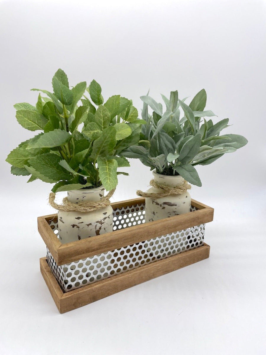 Herb Themed Farmhouse Kitchen Decor, Mint and Sage Rustic Arrangement, by AllSeasonsHouseDecor
