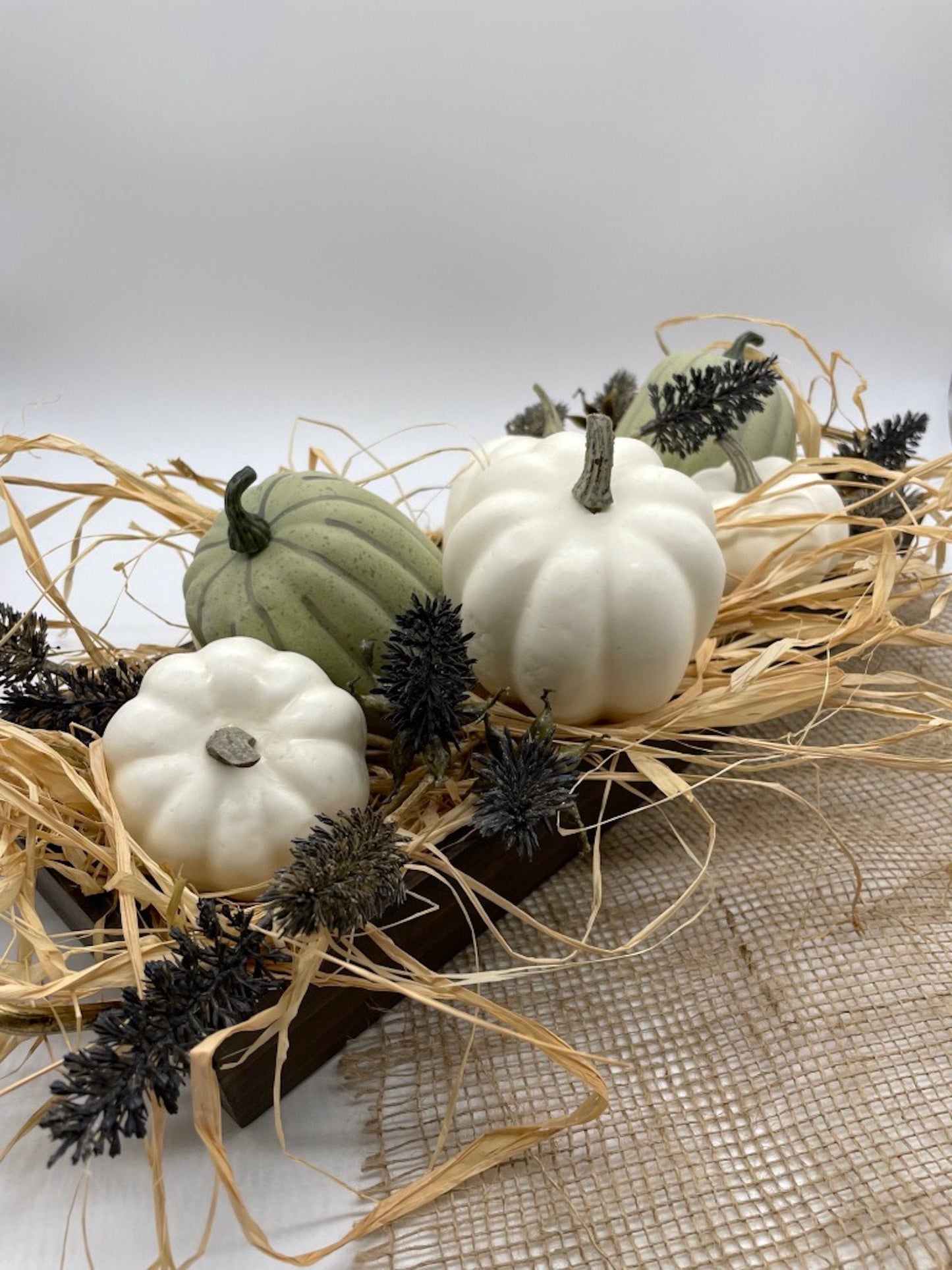 Pumpkin Centerpiece for Dining Table, Rustic Fall Arrangement for Living Room