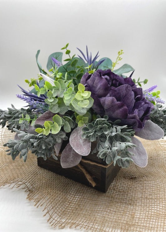 Floral Centerpiece in Purple, Fake Flowers Arrangement for Coffee Table Decor, by AllSeasonsHouseDecor