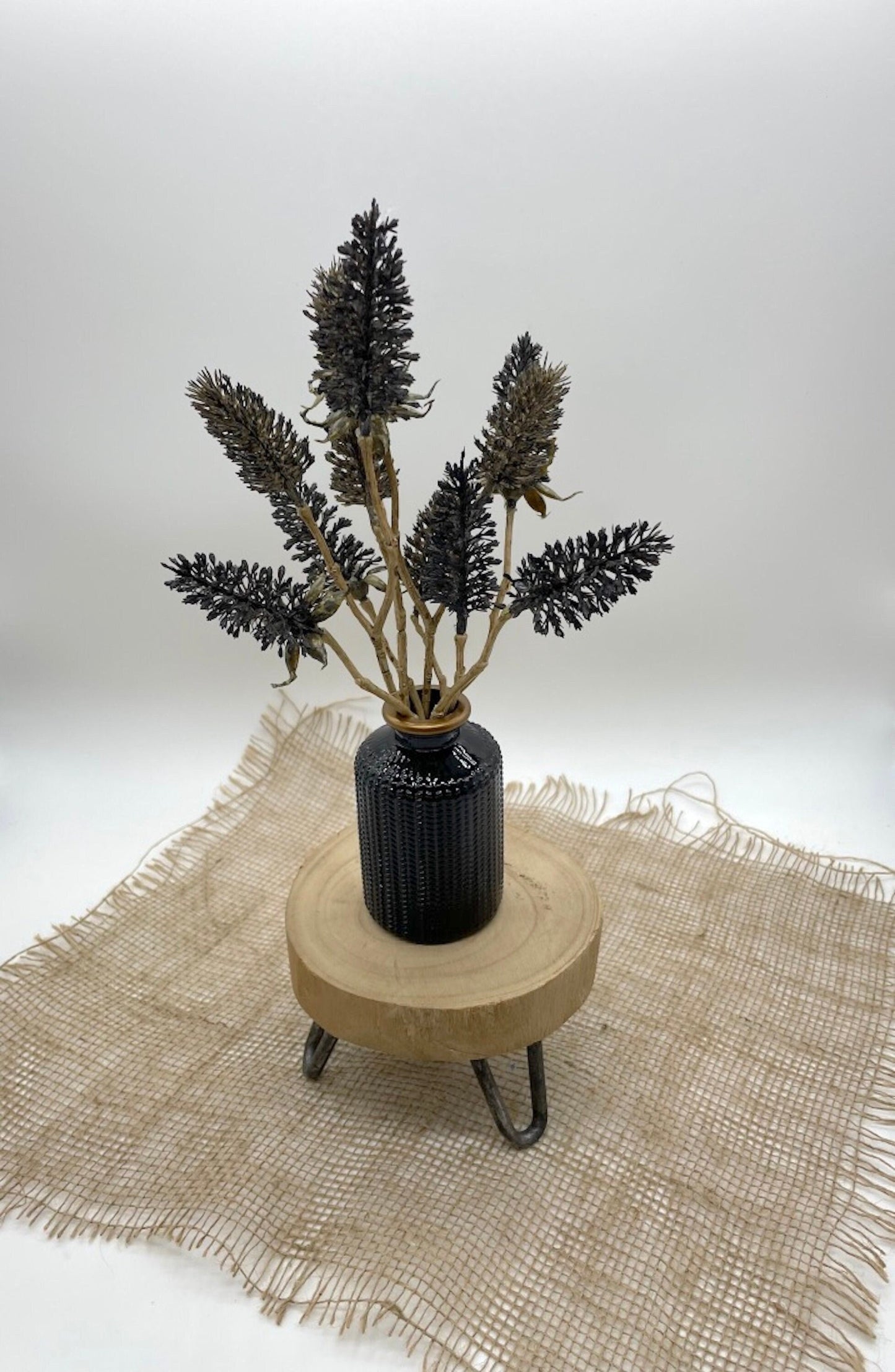 Black Vase Centerpiece, Rustic Black Arrangement, Fall Table Decor