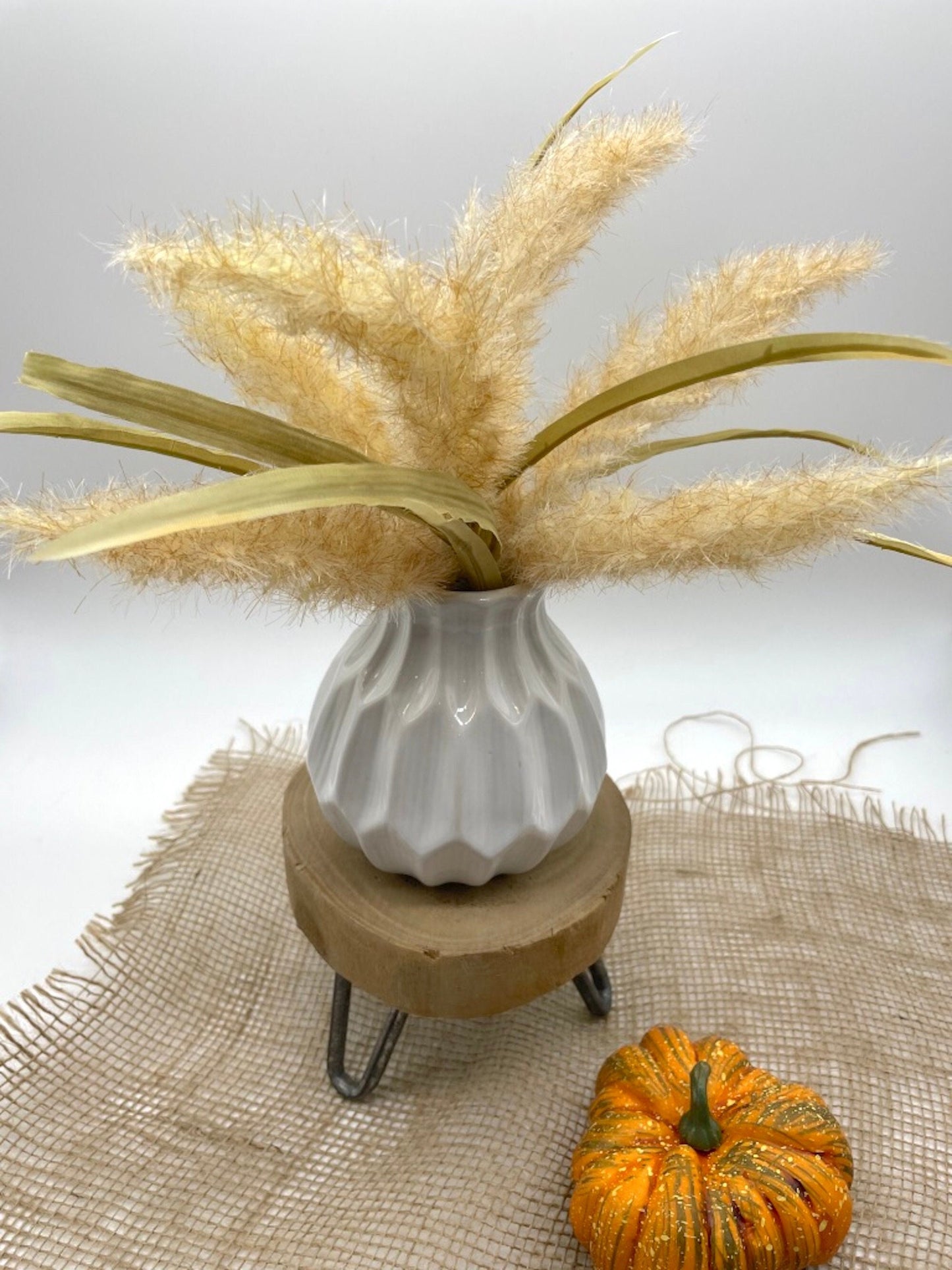 Wheat Arrangement in White Ceramic Vase, Nature Accent Home Decor, Farmhouse Harvest Decoration