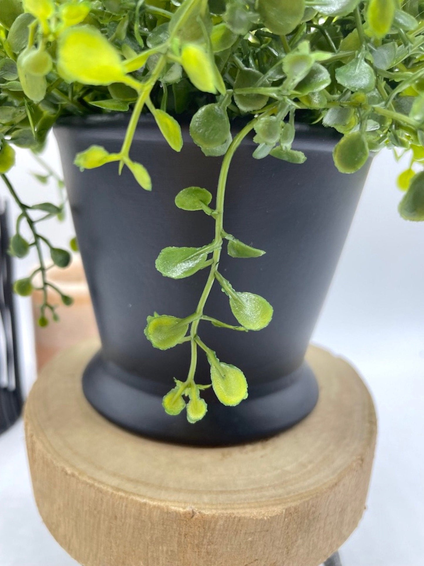 Fake Plants in Black Pot, Artificial Greenery for Bathroom Shelf, Desk Plant