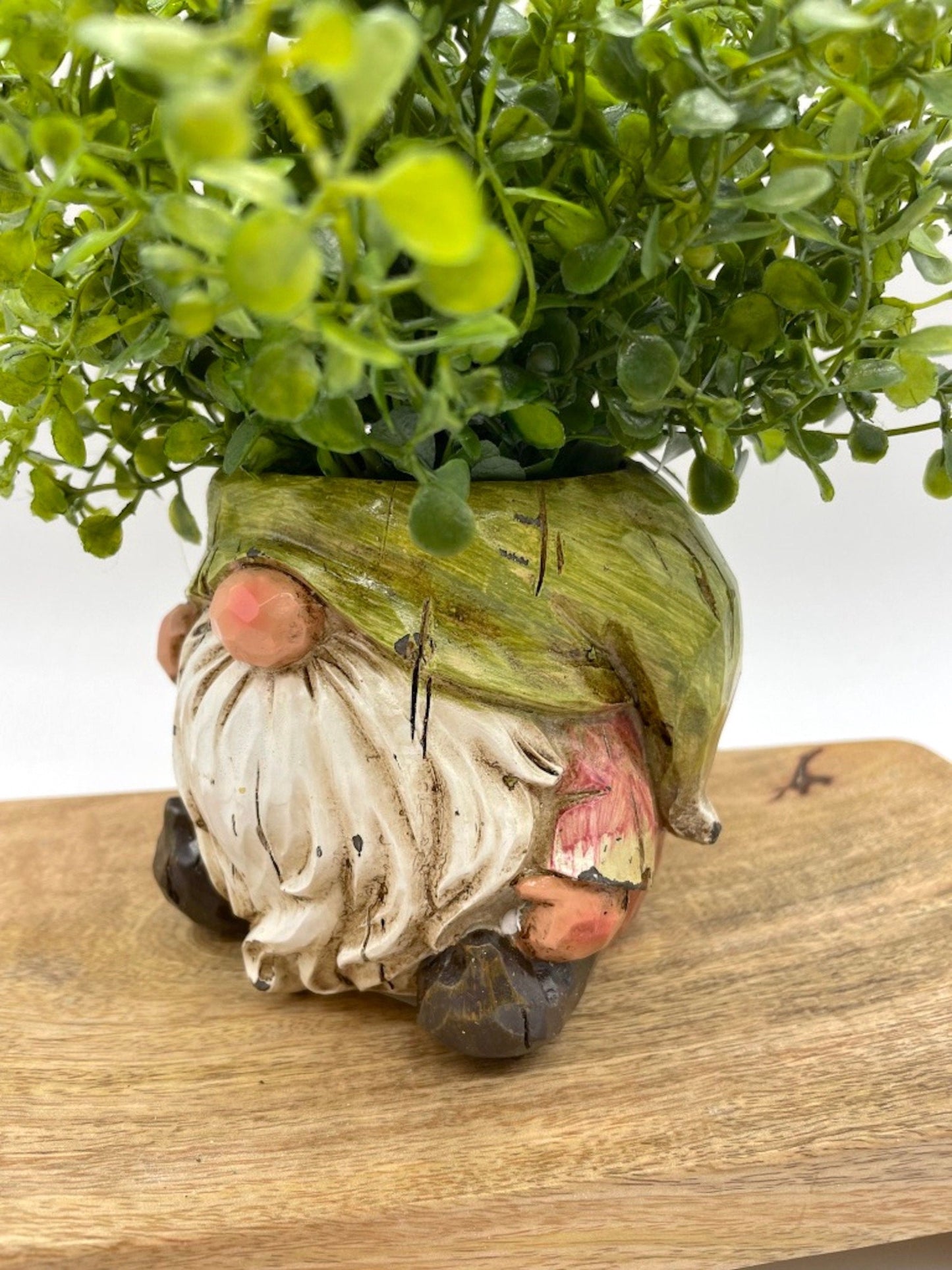Small Silk Plant in Rustic Gnome Pot, Artificial Greenery Kids Room Decor