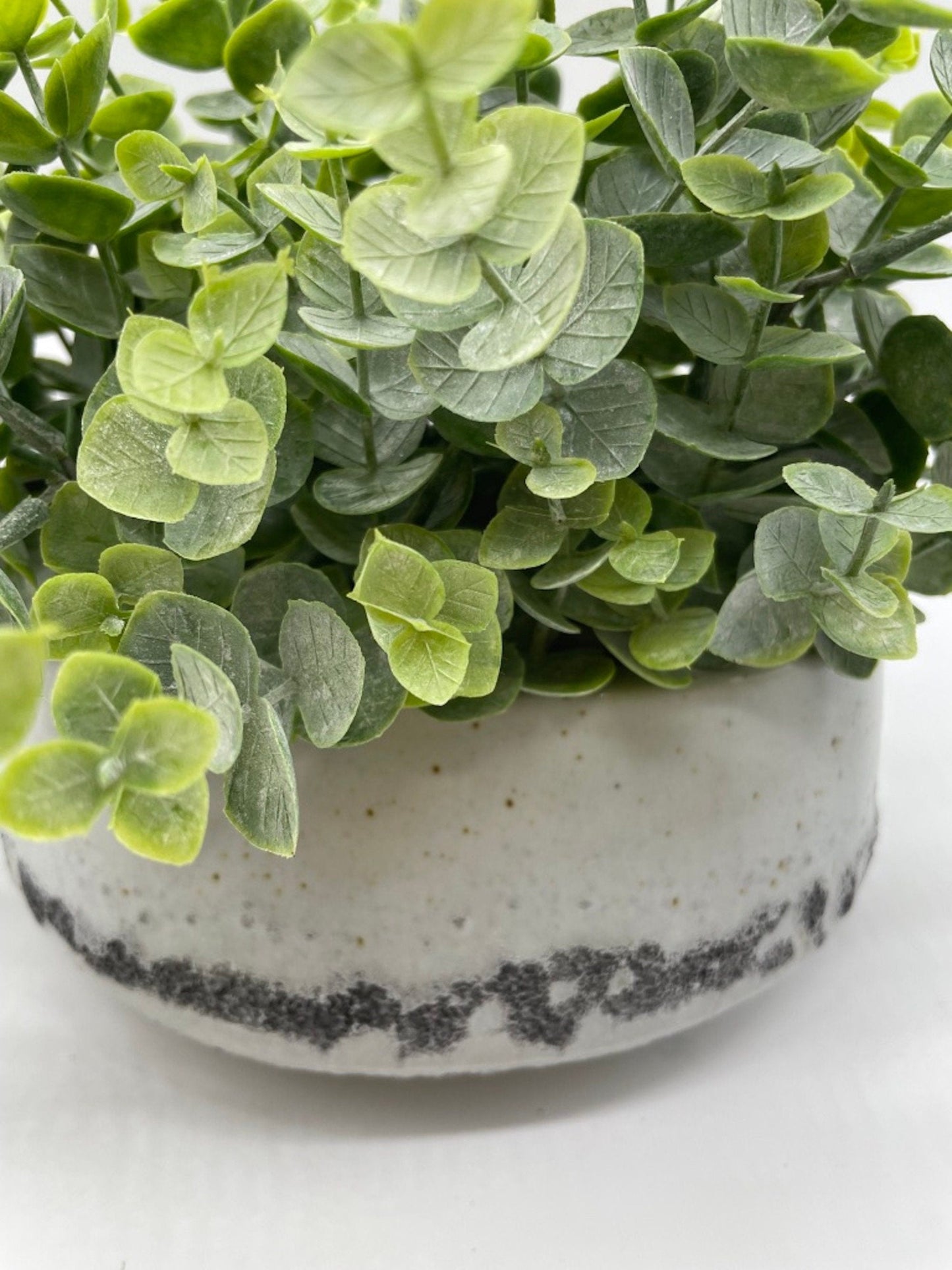 Faux Eucalyptus in Ceramic Vase, Elegant Fake Plant for Living Room